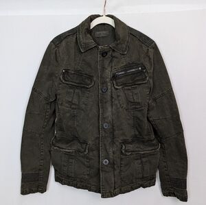 Rogue State sz. S Military Field Jacket Distressed Utility Quilted Lined Canvas